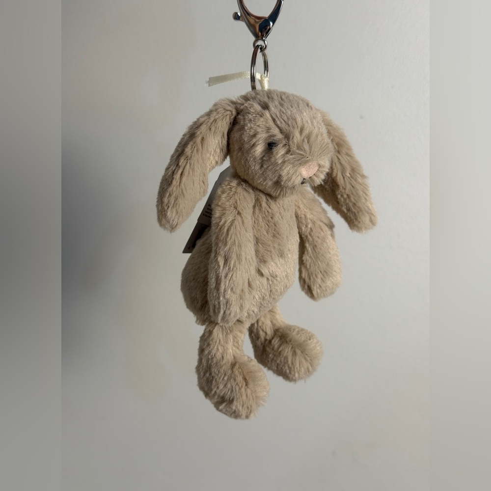 BNWT RARE Jellycat Bashful Beige Bunny Bag Charm Keychain Gift